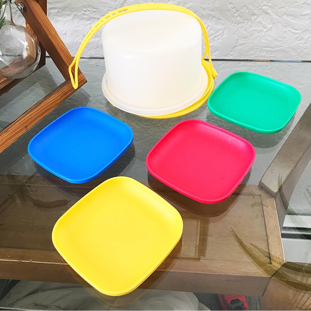 Colorful Tupperware Children’s Cake Service Set 60s 70s